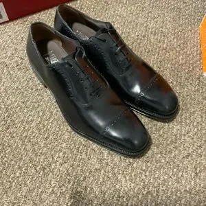 Salvatore Ferragamo Tramezza Derby Oxford Black Leather Sz 9.5EE Brand New $1290 Salvatore Ferragamo Leather Upper Solid Casual Shoes for Men  main image 4